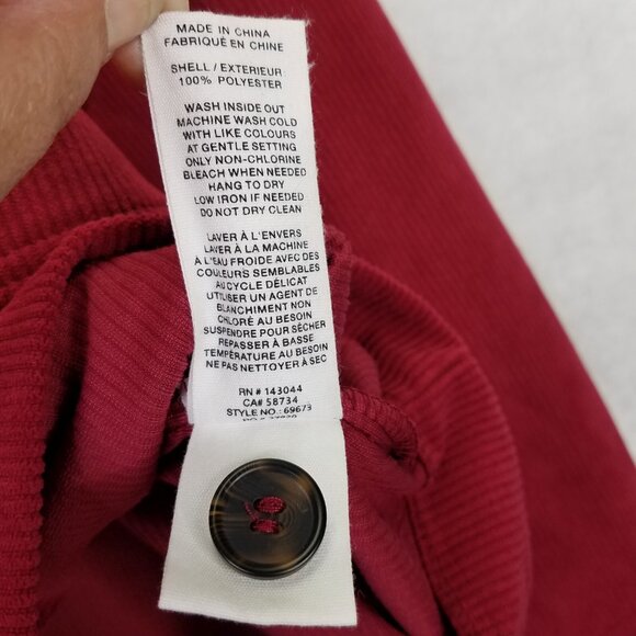 Avec Les Filles Cropped Corduroy Jacket Women XL Shacket Raspberry Red Button Up - Picture 13 of 16